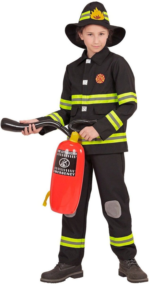 Brandweer Kostuum | Nypd Brandweer Zwart | Jongen | Maat 140 | Carnaval kostuum | Verkleedkleding